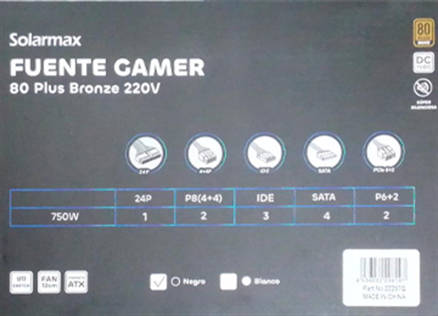 Fuente Solarmax 750W 80 PLUS BRONZE
