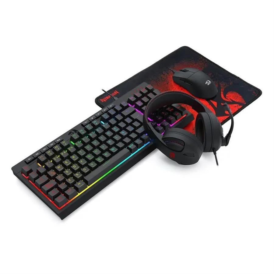 Teclado, auriculares, mouse y mousepad en KIT 4 EN 1 Redragon - Teclado K515, Mouse M724, Auriculares H211, Mousepad P016