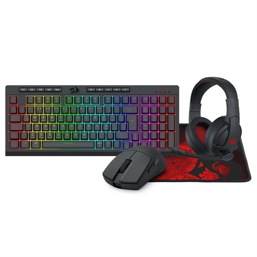 Teclado, auriculares, mouse y mousepad en KIT 4 EN 1 Redragon - Teclado K515, Mouse M724, Auriculares H211, Mousepad P016
