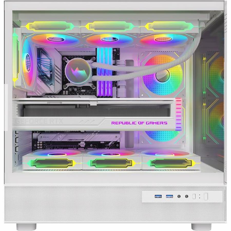 Gabinete gamer Formula V Crystal Z8 Floe 6 FAN RGB Blanco