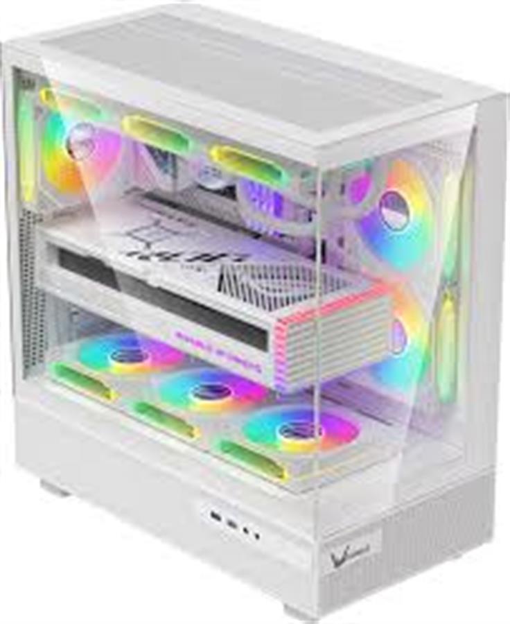 Gabinete gamer Formula V Crystal Z8 Floe 6 FAN RGB Blanco