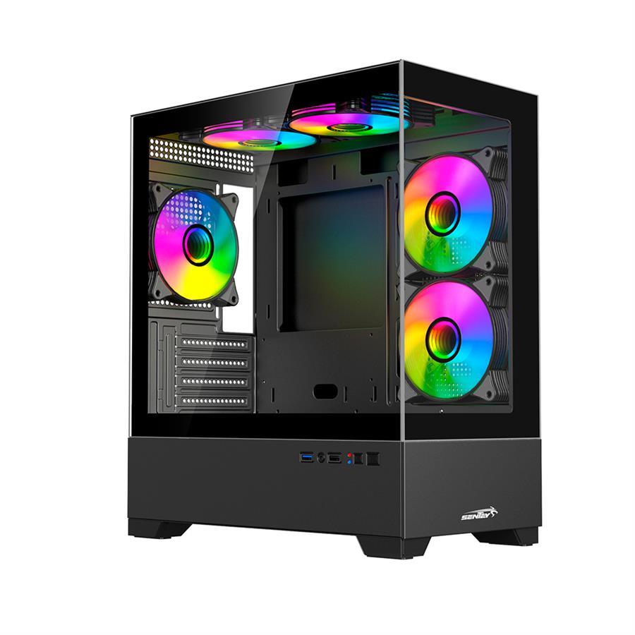 Gabinete gamer Sentey H10 5 FAN ARGB Negro