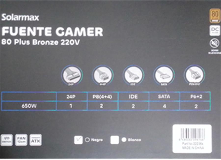 Fuente Solarmax 650W 80 PLUS BRONZE