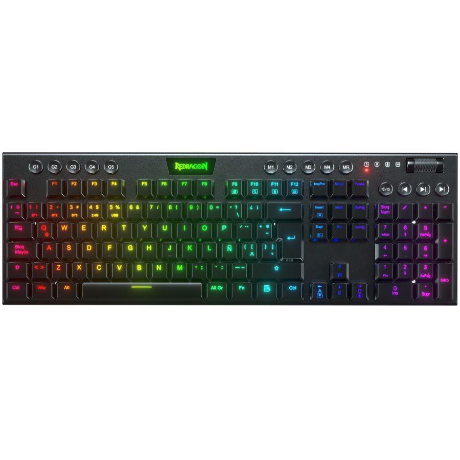 Teclado inalámbrico gamer Redragon Horus K618 RGB Negro