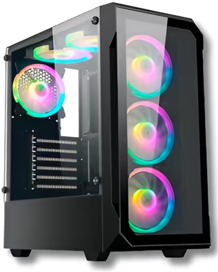 Gabinete gamer Solarmax CM-8026-SF 6 FAN ARGB Negro