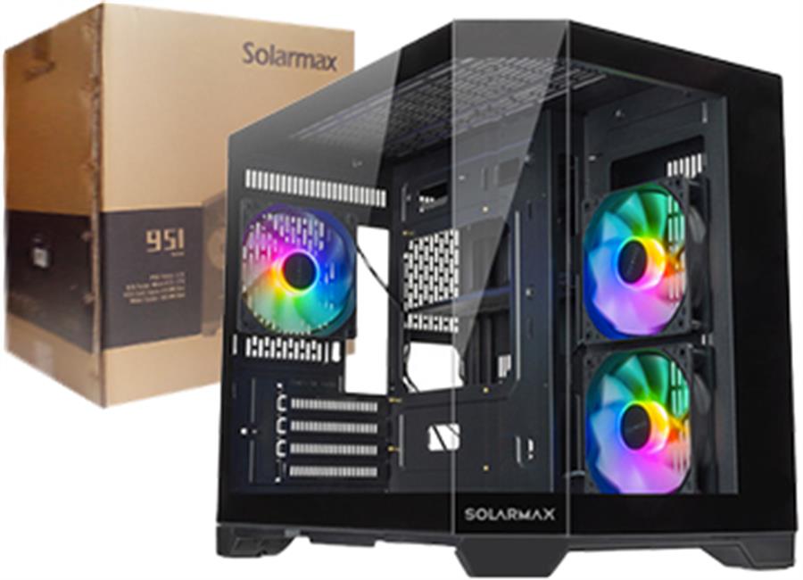 Gabinete gamer Solarmax B951 3 FAN ARGB Negro