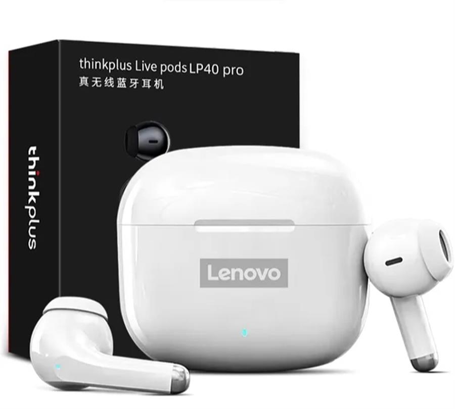 Auriculares bluetooth inalámbricos Lenovo LP40 PRO Blancos