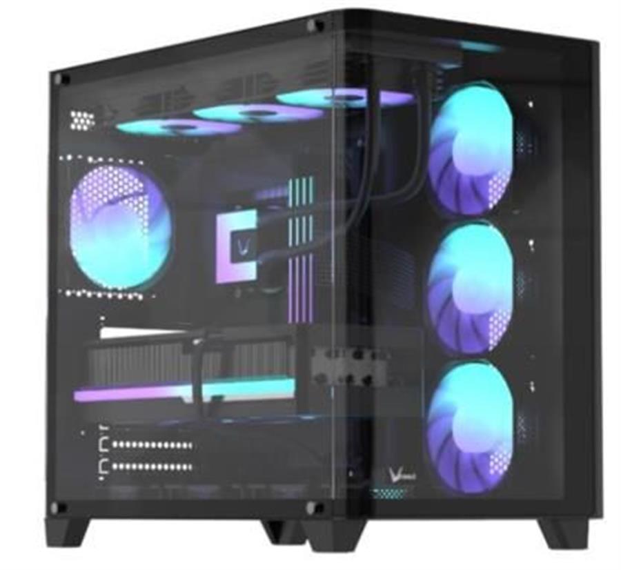 GABINETE GAMER FORMULA V LINE CRYSTAL U2 FLOE BLACK 4 Fans ARGB