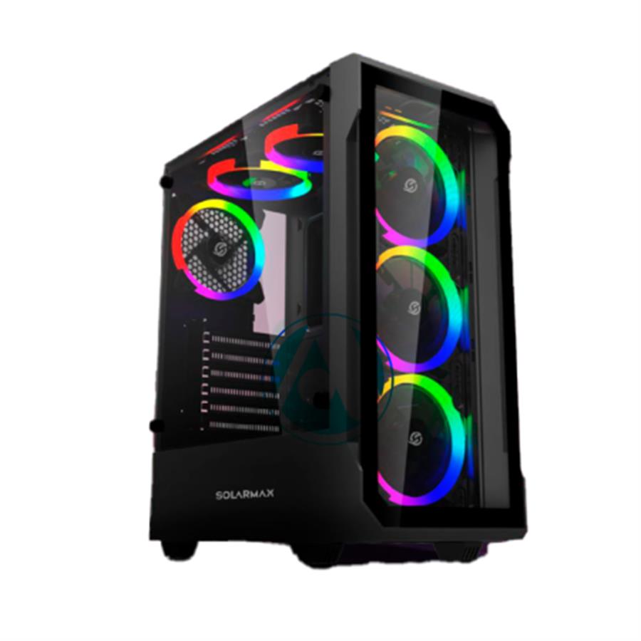 Gabinete gamer Solarmax CM-8026-SF 6 FAN ARGB Negro