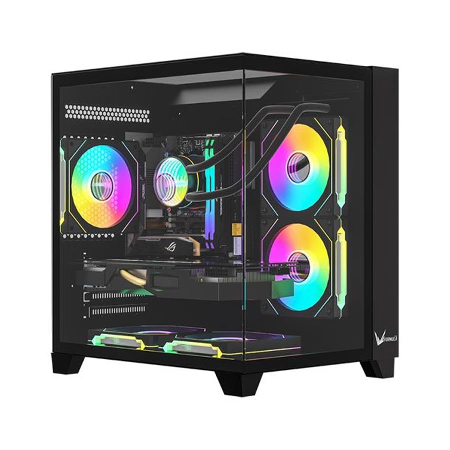 Gabinete gamer Formula V Line CRYSTAL Z9M FLOE 5  FAN Negro